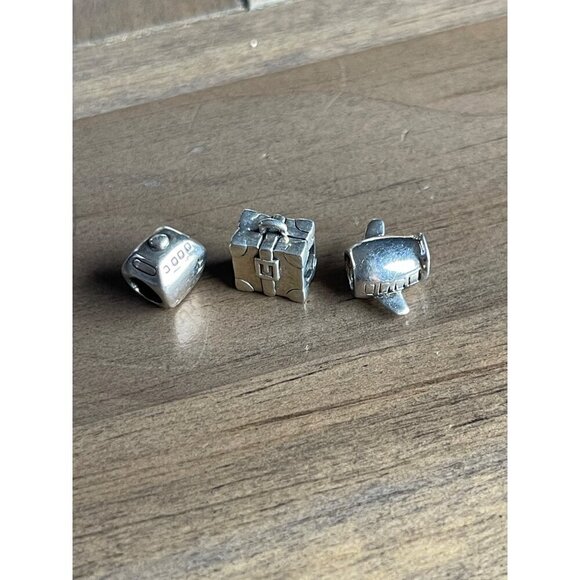 Silver Tone Travel-Themed Bead Charms For Bracelets & Necklaces Set of 3 - Picture 1 of 8